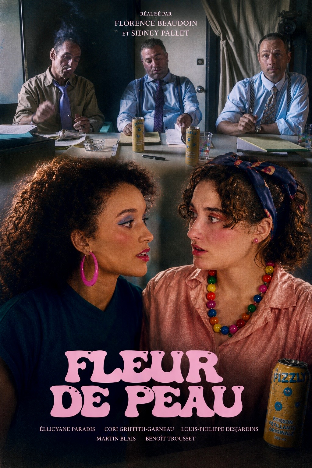 Affiche du court métrage québécois Fleur de peau, réalisé par Florence Beaudoin et Sidney Pallet, mettant en vedette Élleyane Paradis, Cori Griffith-Garneau, Louis-Philippe Desjardins, Martin Blais et Benoît Trousset.