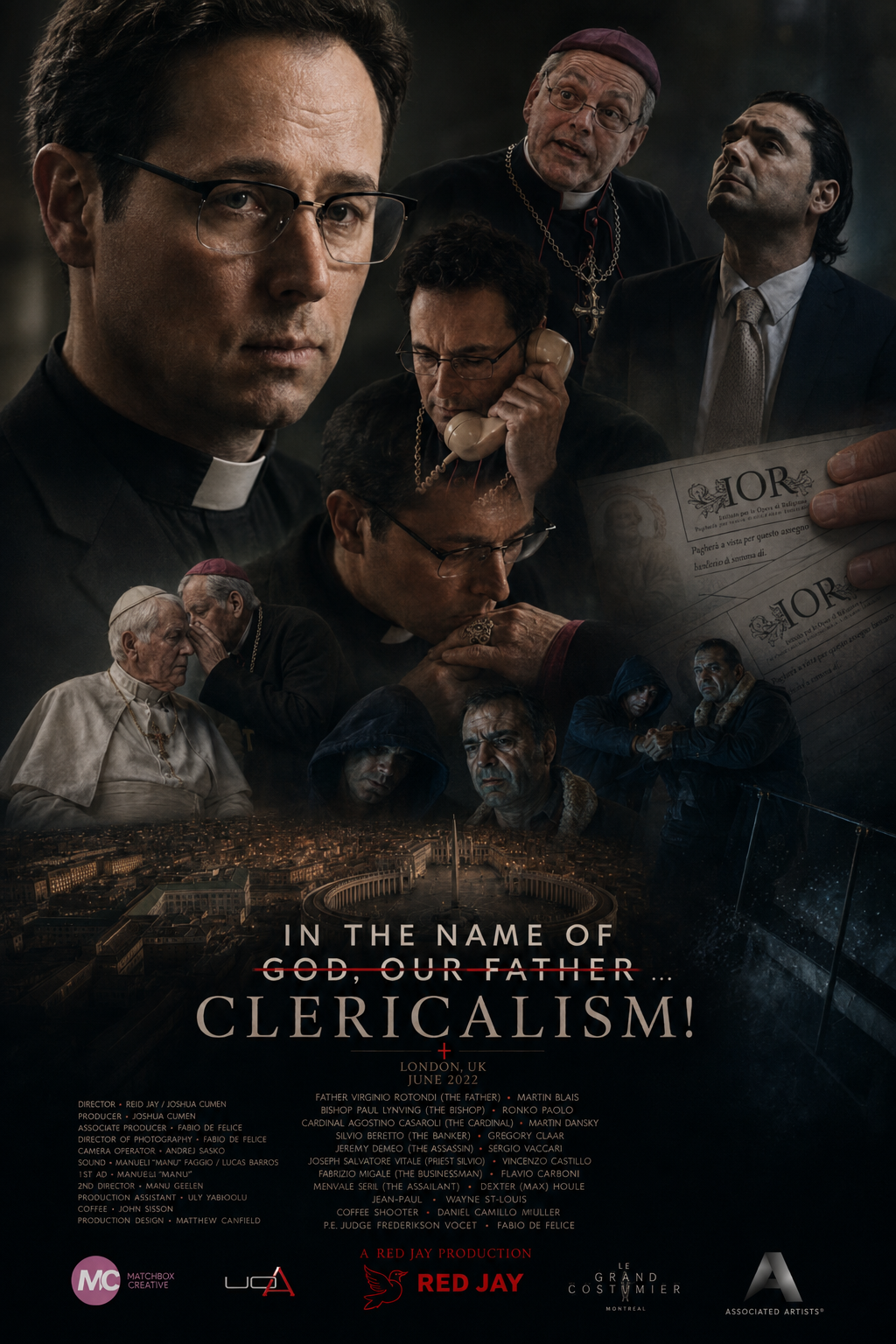 Affiche du court-métrage In the name of clericalism dans lequel Martin Blais joue le rôle de Padre Virginio Rotondi