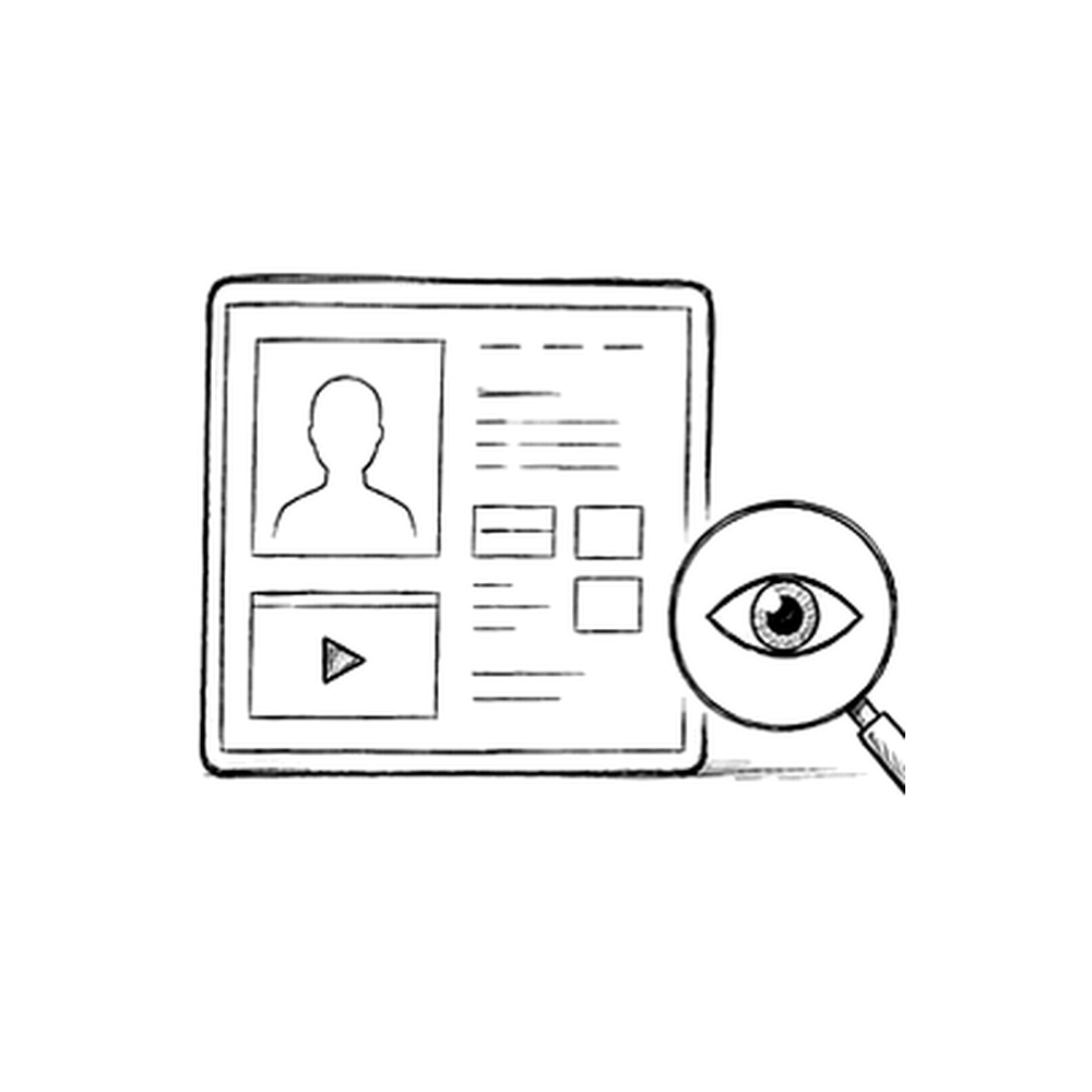 Illustration en noir et blanc de deux écrans de profil reliés par des flèches, avec portraits, vignettes et symboles de casting.